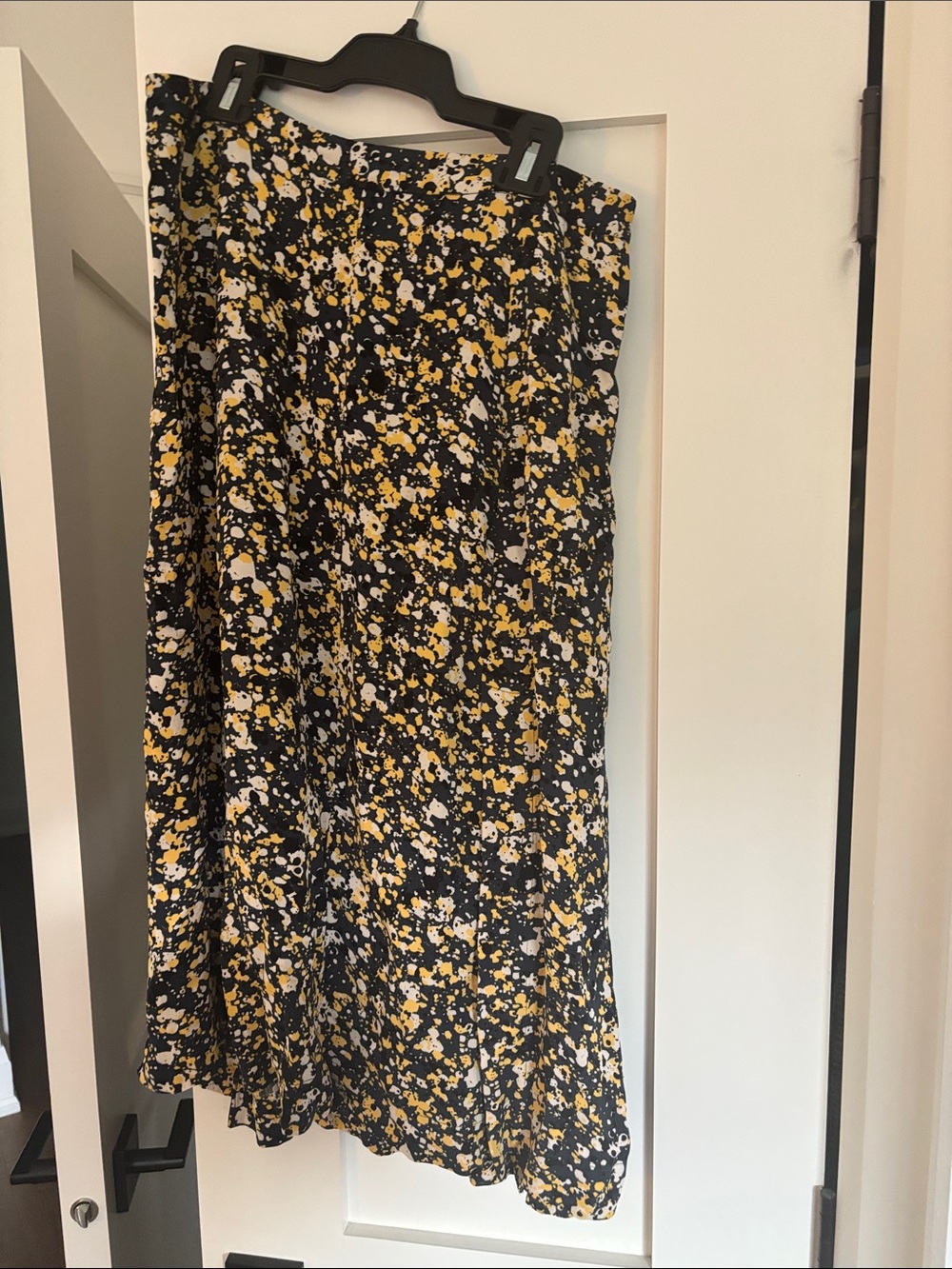 Jigsaw Designer Black Floral Midi Skirt with Yellow and White Print